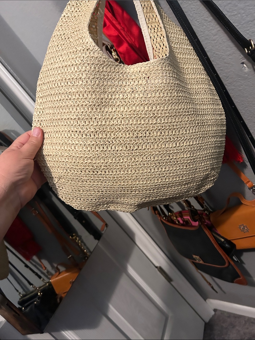 Prada Cream Straw Tote with Black Logo - Picture 2 of 2